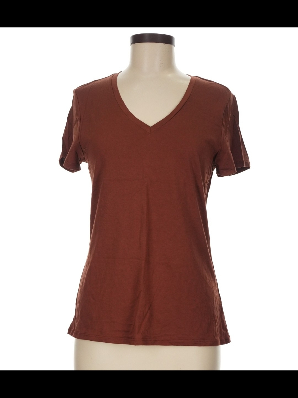 Quince Women's V-Neck Short Sleeve Tee - Burnt Orange/Brown